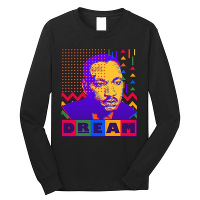 Martin Luther King Dream Colorful 80's Pop Art Long Sleeve Shirt