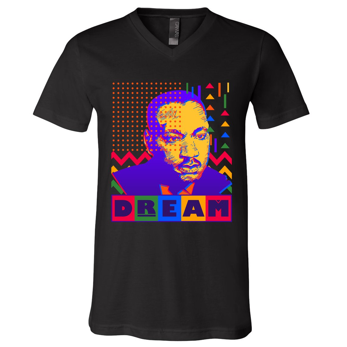 Martin Luther King Dream Colorful 80's Pop Art V-Neck T-Shirt