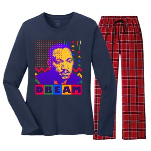 Martin Luther King Dream Colorful 80's Pop Art Women's Long Sleeve Flannel Pajama Set 