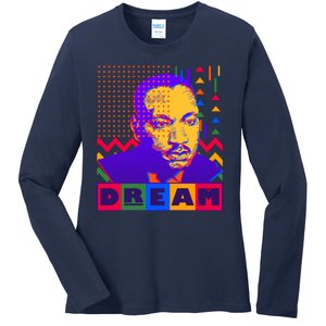 Martin Luther King Dream Colorful 80's Pop Art Ladies Long Sleeve Shirt