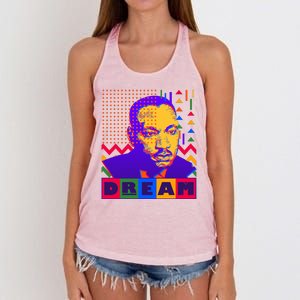 Martin Luther King Dream Colorful 80's Pop Art Women's Knotted Racerback Tank