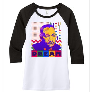 Martin Luther King Dream Colorful 80's Pop Art Women's Tri-Blend 3/4-Sleeve Raglan Shirt