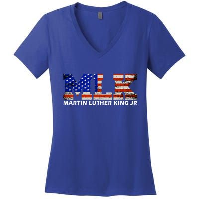 Martin Luther King Jr Day Funny MLK Vintage Freedom Gift Women's V-Neck T-Shirt