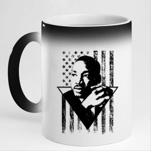 Martin Luther King Jr Distressed USA Flag 11oz Black Color Changing Mug