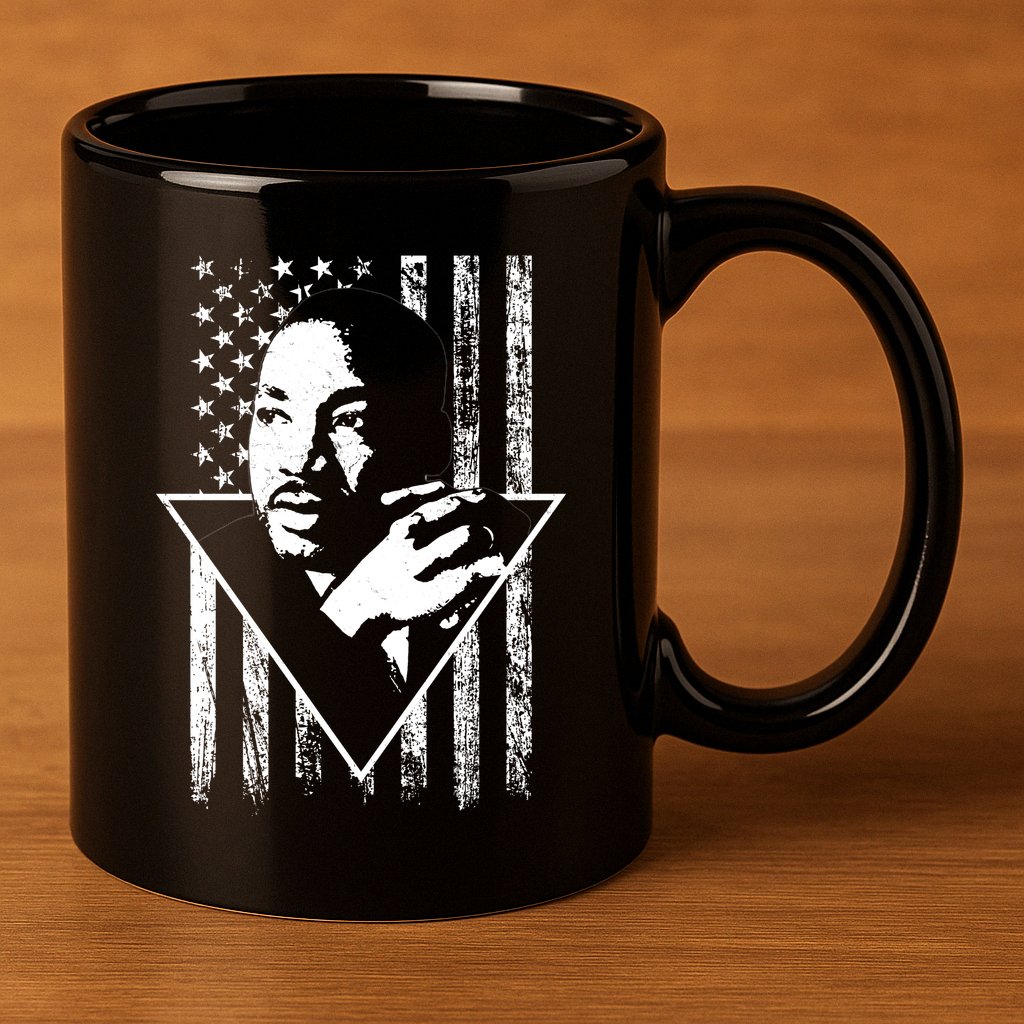 Martin Luther King Jr Distressed USA Flag 11oz C Handle Ceramic Mug