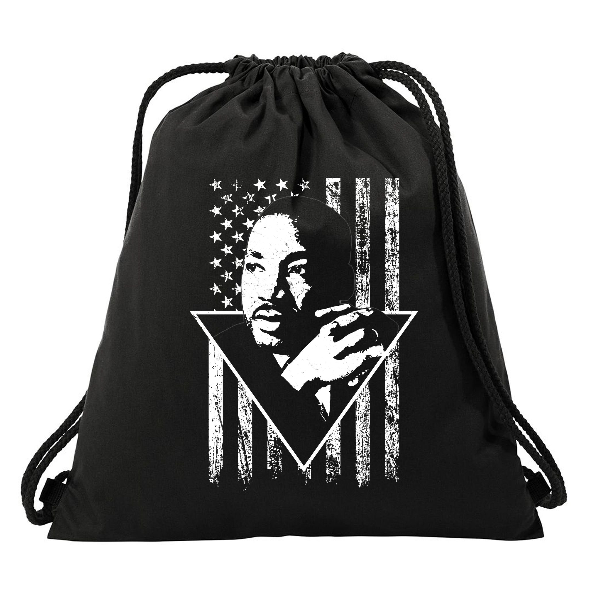 Martin Luther King Jr Distressed USA Flag Drawstring Bag