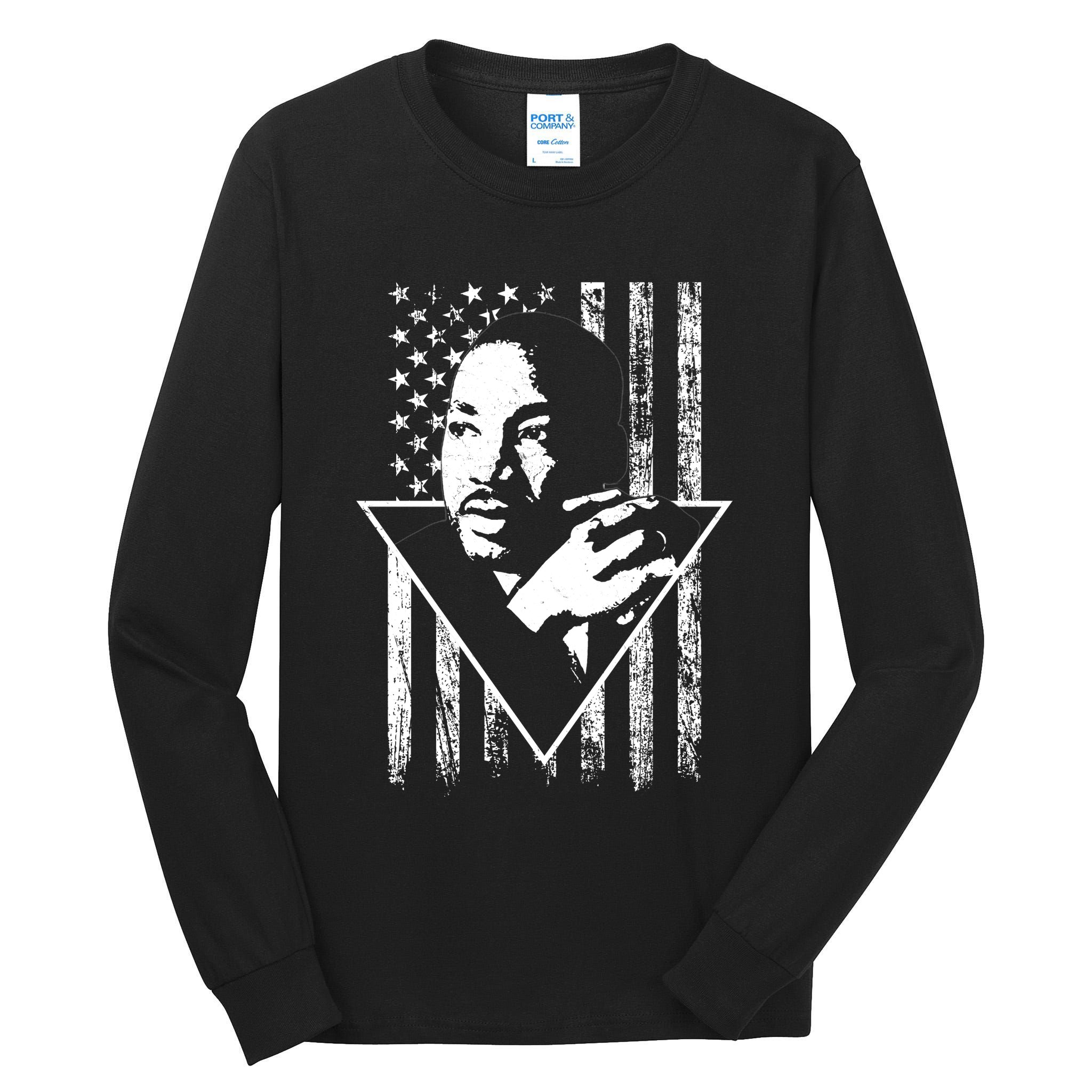 Martin Luther King Jr Distressed USA Flag Tall Long Sleeve T-Shirt