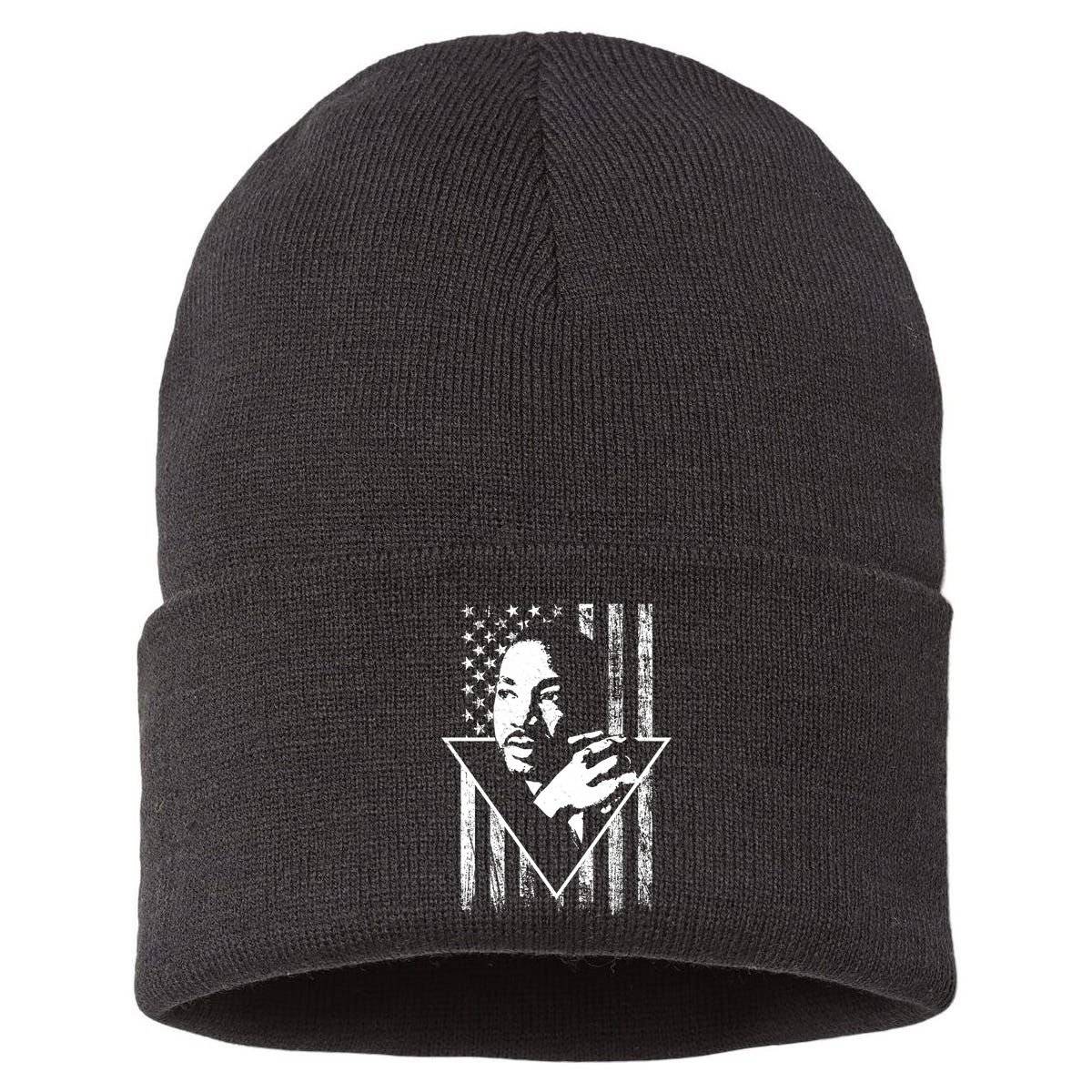 Martin Luther King Jr Distressed USA Flag Sustainable Knit Beanie