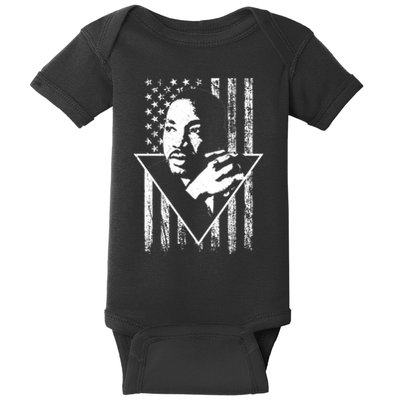 Martin Luther King Jr Distressed USA Flag Baby Bodysuit