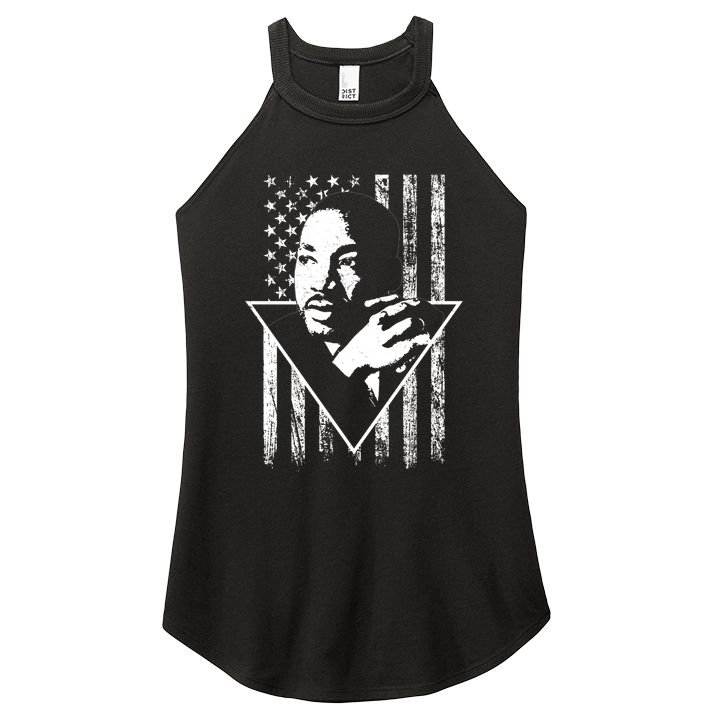Martin Luther King Jr Distressed USA Flag Women's Perfect Tri Rocker Tank