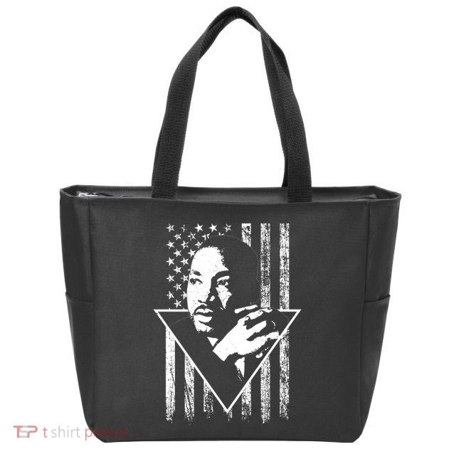 Martin Luther King Jr Distressed USA Flag Zip Tote Bag