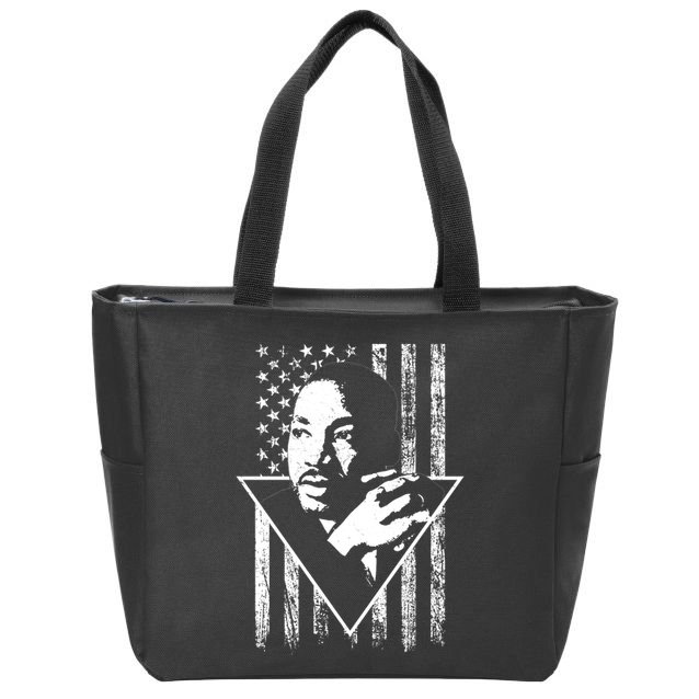 Martin Luther King Jr Distressed USA Flag Zip Tote Bag