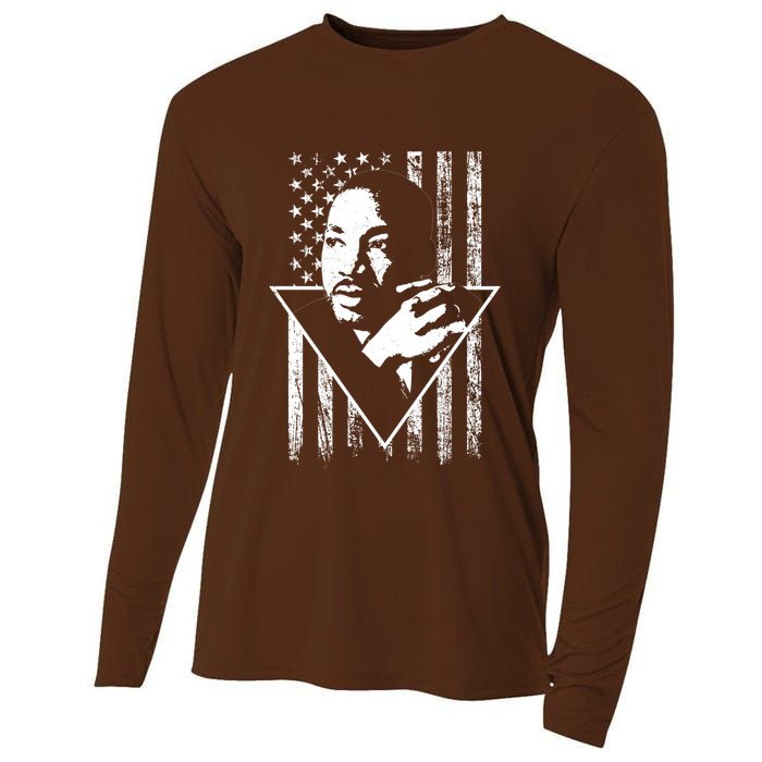 Martin Luther King Jr Distressed USA Flag Cooling Performance Long Sleeve Crew