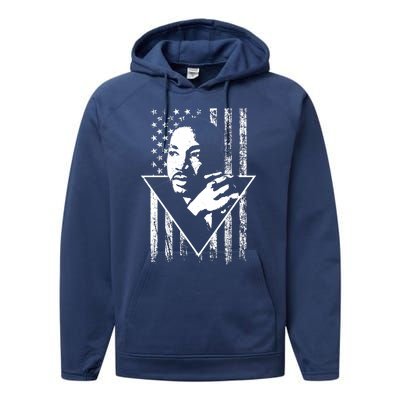 Martin Luther King Jr Distressed USA Flag Performance Fleece Hoodie