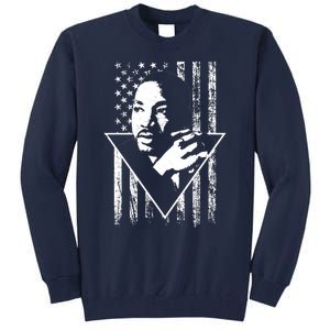 Martin Luther King Jr Distressed USA Flag Tall Sweatshirt