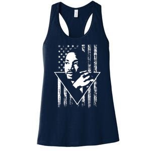 Martin Luther King Jr Distressed USA Flag Women's Racerback Tank