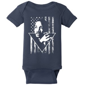 Martin Luther King Jr Distressed USA Flag Baby Bodysuit