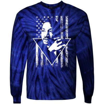 Martin Luther King Jr Distressed USA Flag Tie-Dye Long Sleeve Shirt