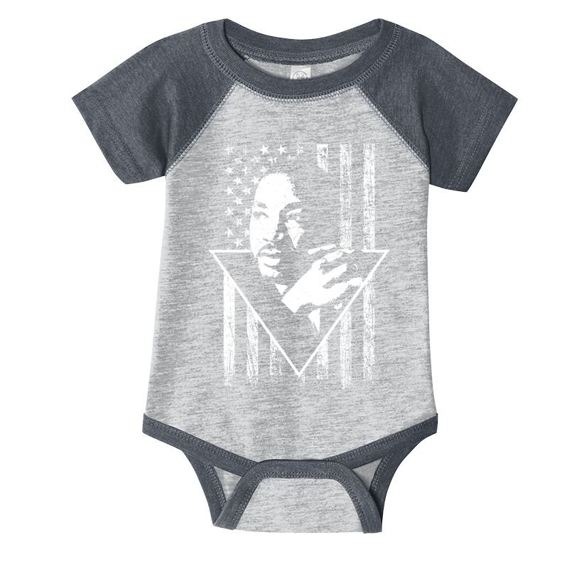 Martin Luther King Jr Distressed USA Flag Infant Baby Jersey Bodysuit