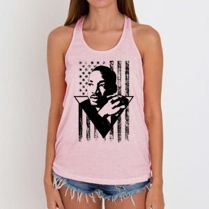 Martin Luther King Jr Distressed USA Flag Women's Knotted Racerback Tank