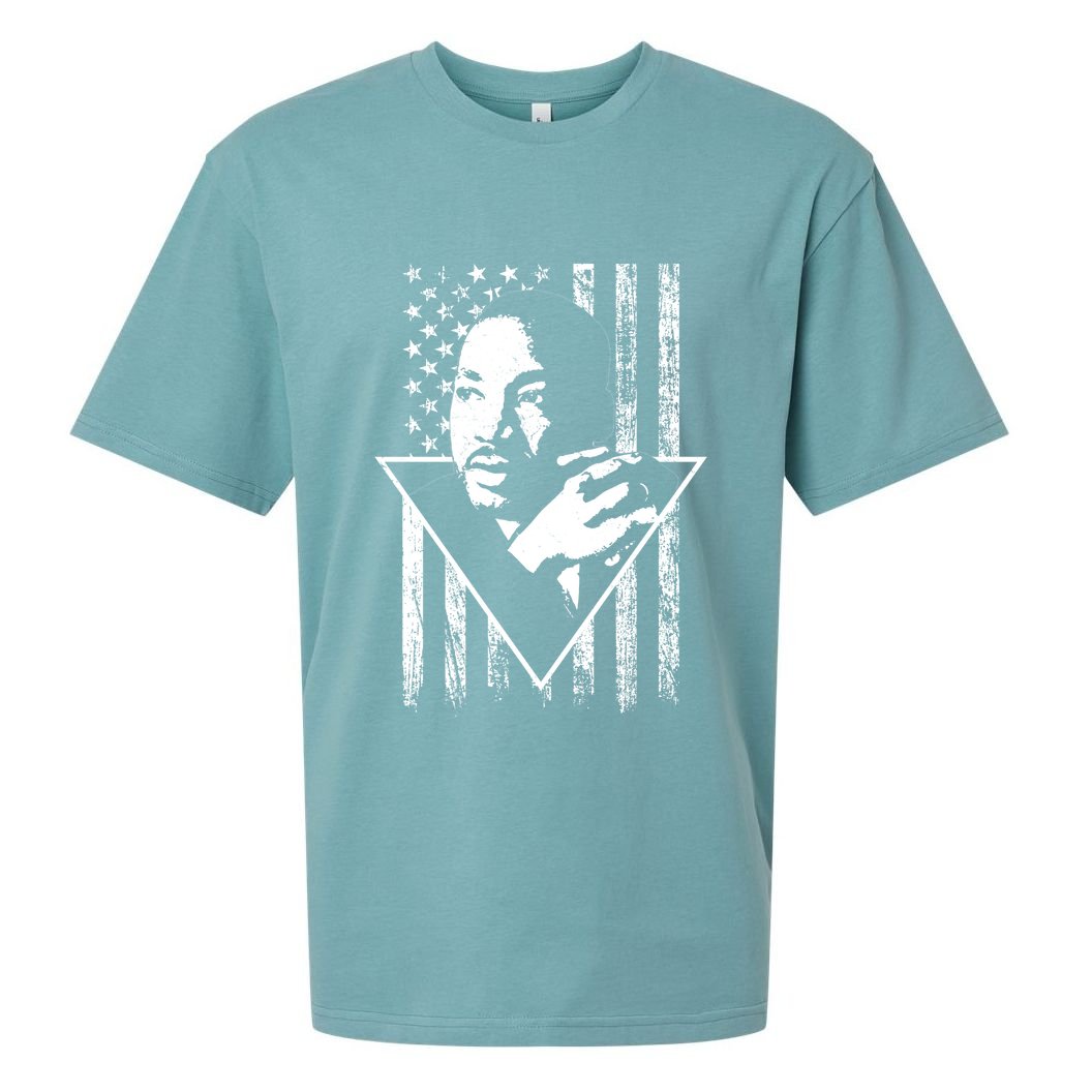 Martin Luther King Jr Distressed USA Flag Sueded Cloud Jersey T-Shirt