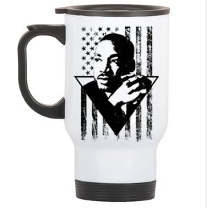 Martin Luther King Jr Distressed USA Flag Stainless Steel Travel Mug