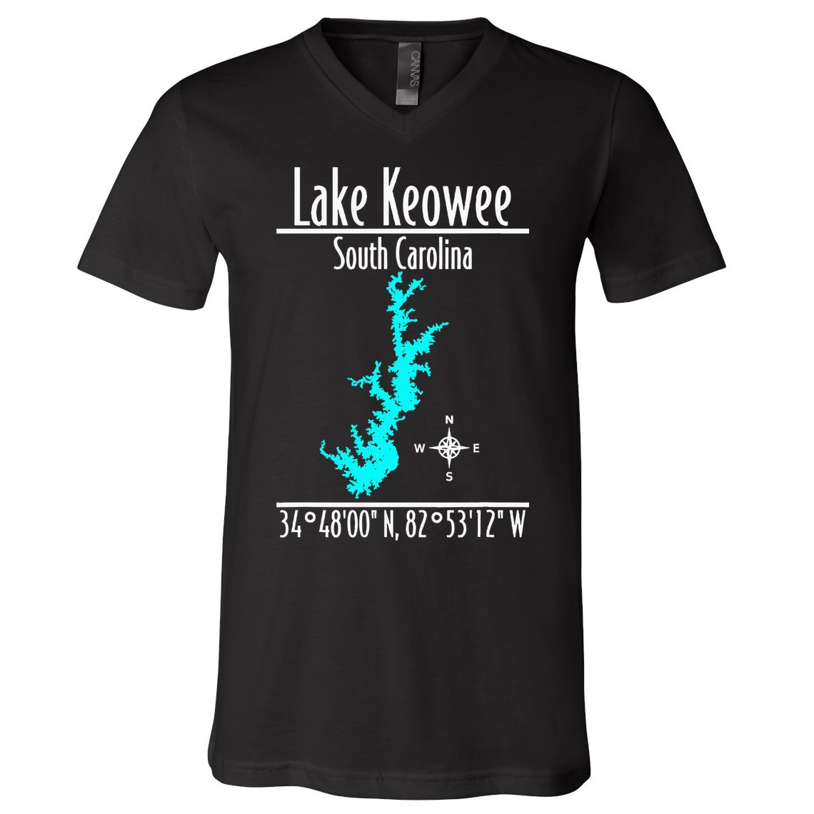 Modern Lake Keowee South Carolina V-Neck T-Shirt