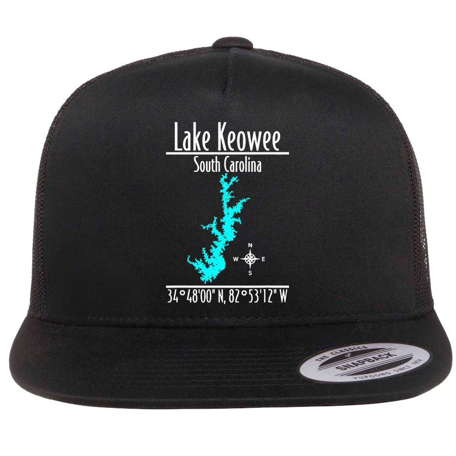Modern Lake Keowee South Carolina Flat Bill Trucker Hat