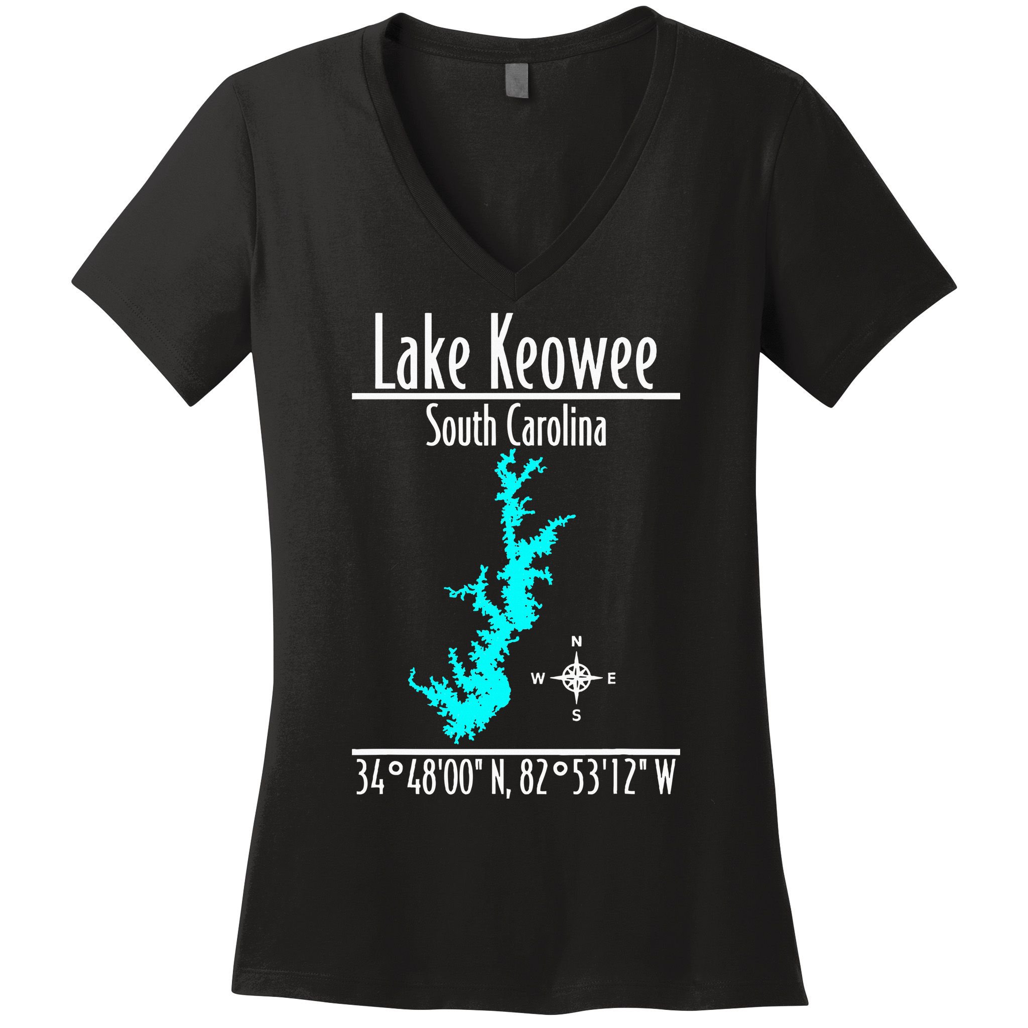 Modern Lake Keowee South Carolina Women's V-Neck T-Shirt