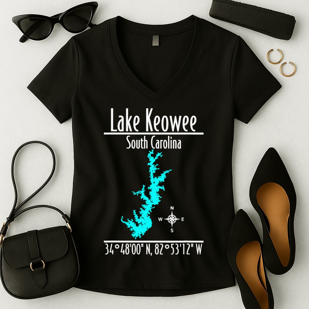 Modern Lake Keowee South Carolina Women's V-Neck T-Shirt