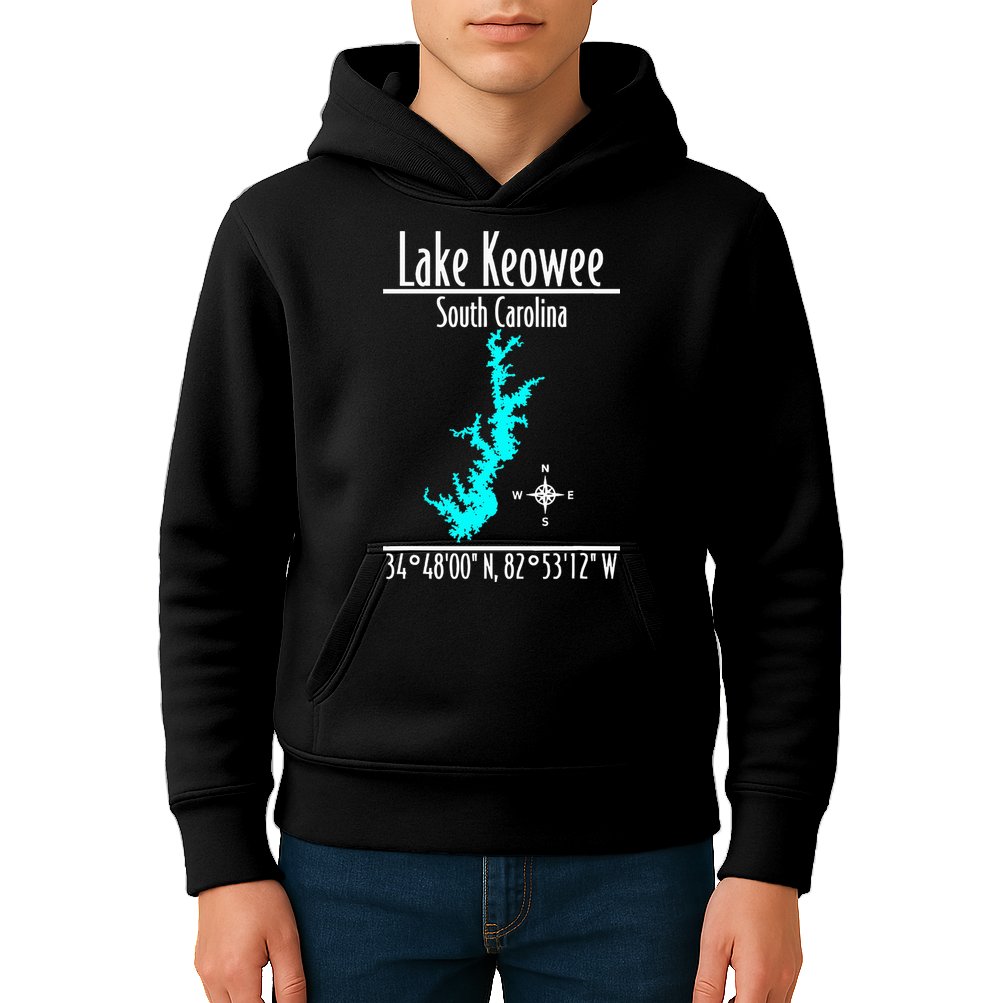 Modern Lake Keowee South Carolina Kids Hoodie