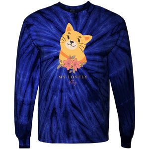 My Lovely Kitty Cut Cat Tie-Dye Long Sleeve Shirt