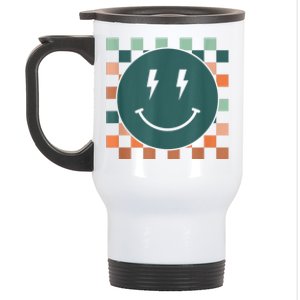 Retro Happy Face Checkered Pattern Smile Face Trendy.png Stainless Steel Travel Mug