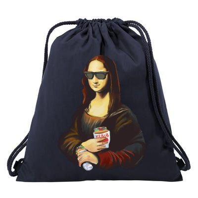 Mona Lisa Kebab Drawstring Bag