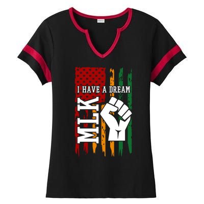 Martin Luther King Jr. Day Mlk American Flag Ladies Halftime Notch Neck Tee