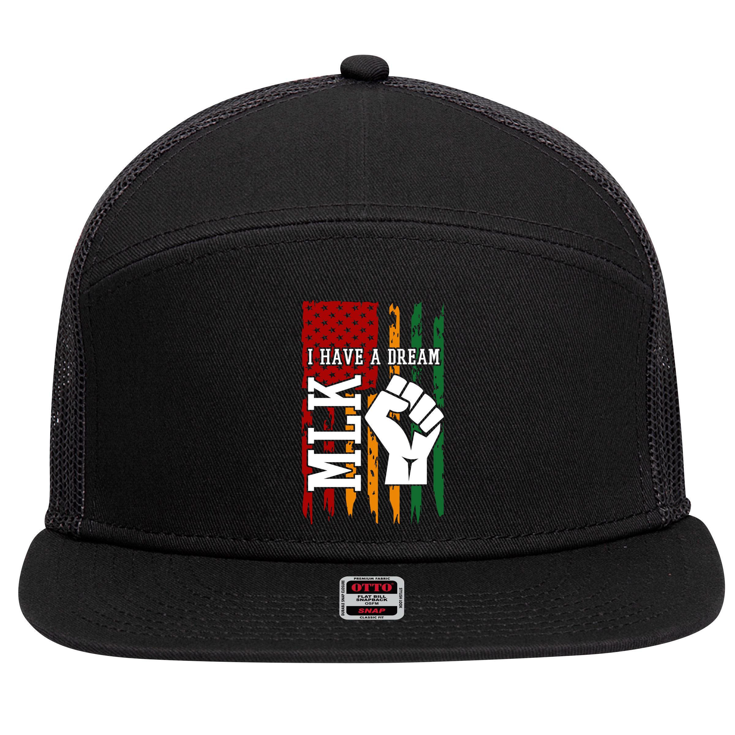 Martin Luther King Jr. Day Mlk American Flag 7 Panel Mesh Trucker Snapback Hat