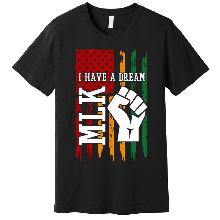Martin Luther King Jr. Day Mlk American Flag Premium T-Shirt