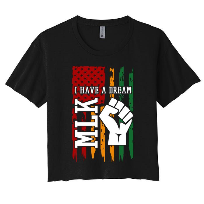 Martin Luther King Jr. Day Mlk American Flag Women's Crop Top Tee