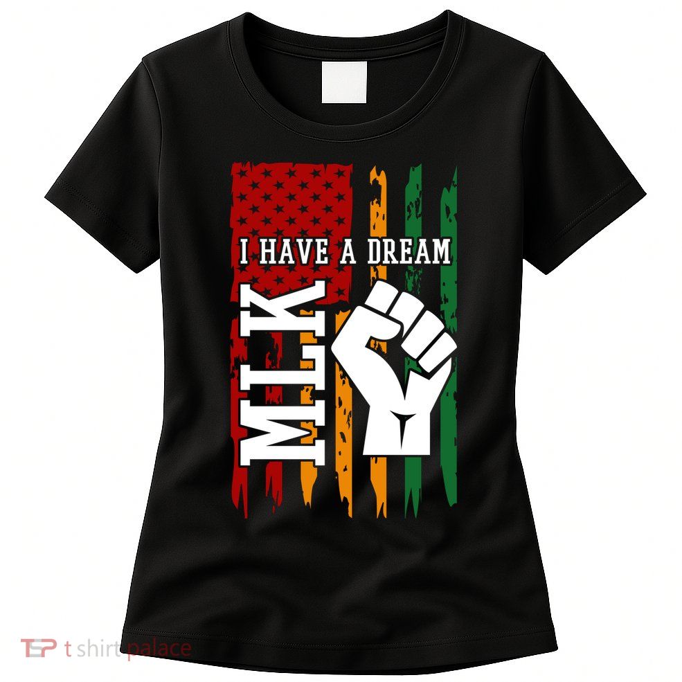 Martin Luther King Jr. Day Mlk American Flag Womens T-Shirt