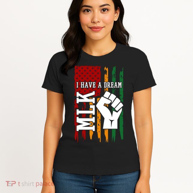 Martin Luther King Jr. Day Mlk American Flag Womens T-Shirt