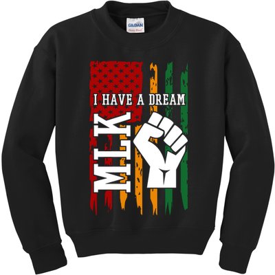Martin Luther King Jr. Day Mlk American Flag Kids Sweatshirt