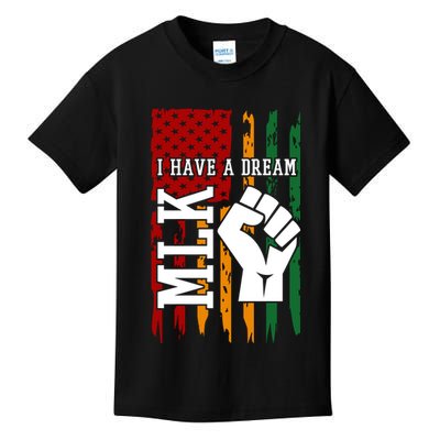 Martin Luther King Jr. Day Mlk American Flag Kids T-Shirt