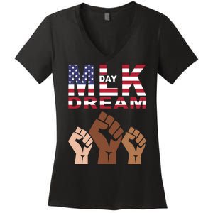 Martin Luther King Jr. Day Dream Mlk Black History Women's V-Neck T-Shirt