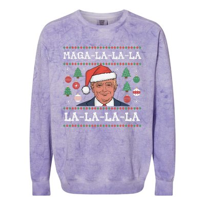 Maga La La La Donald Trump Potus 47 Ugly Christmas Gift Colorblast Crewneck Sweatshirt