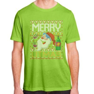 Merry Litmas Lit Santa Claus Wine Ugly Christmas Sweater Cute Gift Adult ChromaSoft Performance T-Shirt