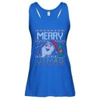 Merry Litmas Lit Santa Claus Wine Ugly Christmas Sweater Cute Gift Ladies Essential Flowy Tank