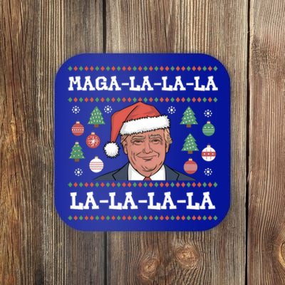 Maga La La La Donald Trump Potus 47 Ugly Christmas Gift Coaster