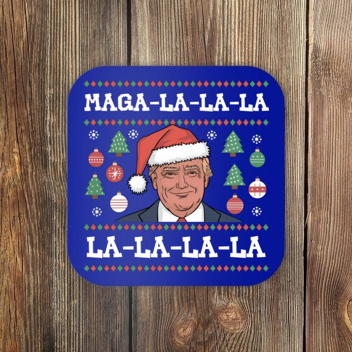 Maga La La La Donald Trump Potus 47 Ugly Christmas Gift Coaster