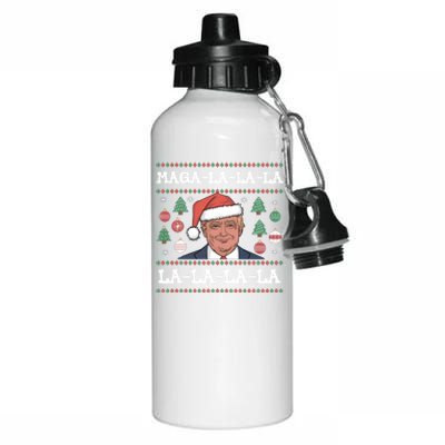 Maga La La La Donald Trump Potus 47 Ugly Christmas Gift Aluminum Water Bottle