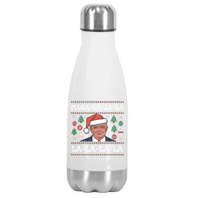 Maga La La La Donald Trump Potus 47 Ugly Christmas Gift Stainless Steel Insulated Water Bottle